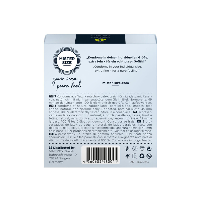 MISTER SIZE - PRÉSERVATIF TAILLE S 49 MM (3 UNITÉS) - Boîtes de 3