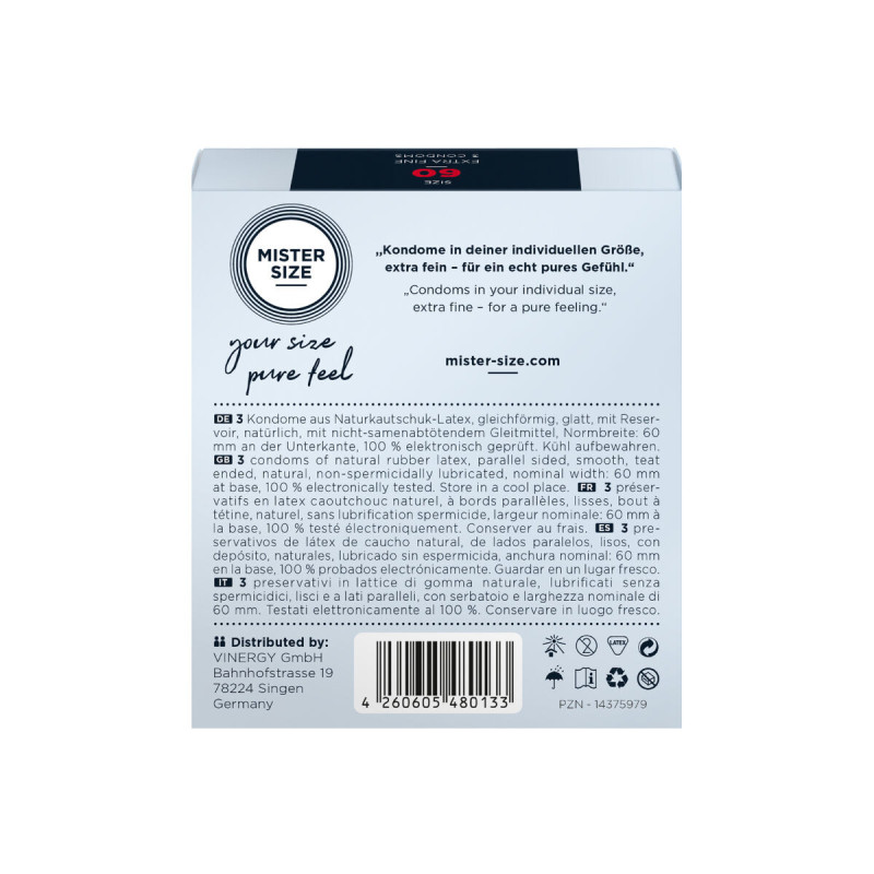 MISTER SIZE - PRÉSERVATIF TAILLE XL 60 MM (3 UNITÉS) - Boîtes de 3