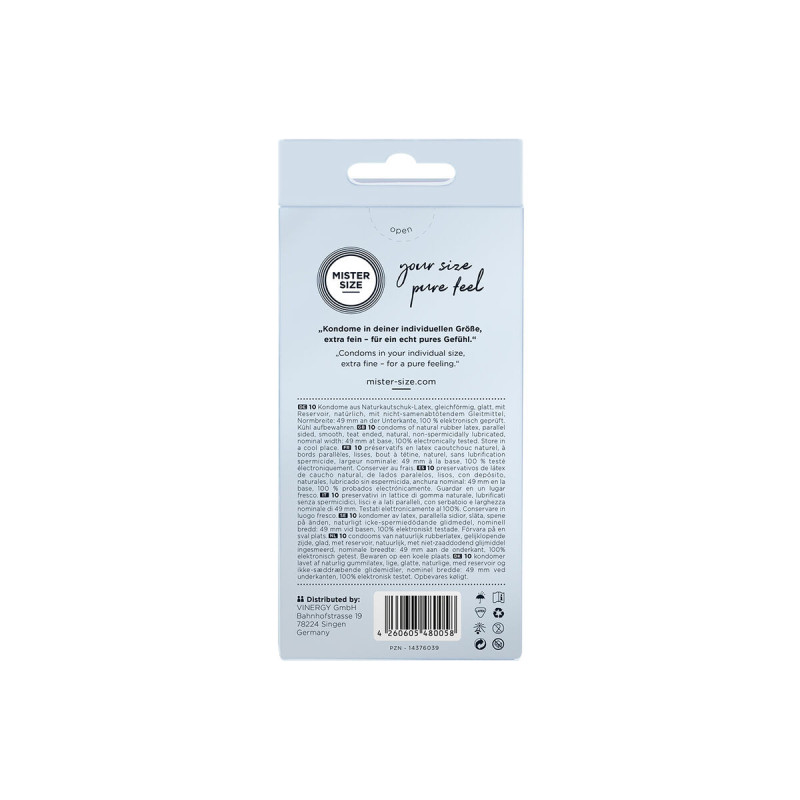 MISTER SIZE - CONDOM SIZE S 49 MM (10 UNITS) - Boxes of 4 to 24