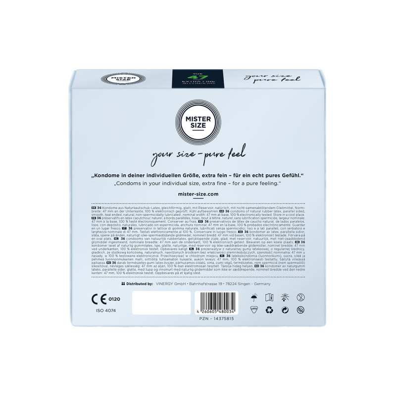 Mister Size - Preservativos Talla Xs 47 Mm (36 Unidades) | Vybes.it
