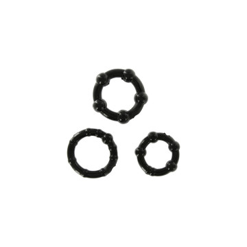 Seven Creations - Juego Tres Anillos Pene Negro | Vybes.it
