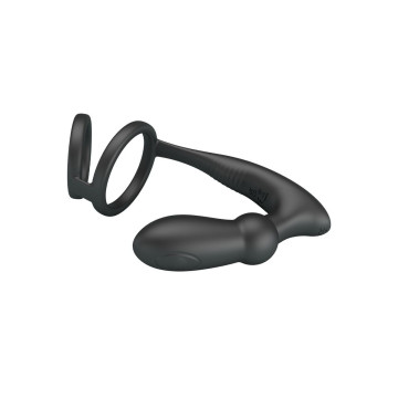 Pretty Love - Anneau Pénis Emoni + Plug Anal 12 Vibrations Noir |
