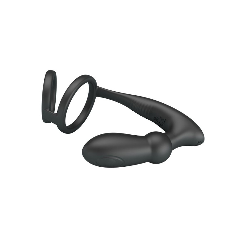 Pretty Love - Anneau Pénis Emoni + Plug Anal 12 Vibrations Noir |
