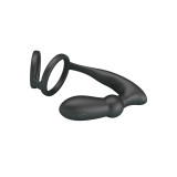 Pretty Love - Emoni Anillo Pene + Plug Anal 12 Vibraciones Negro |
