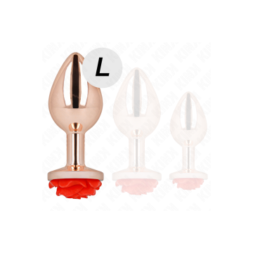 KINK - PLUG ANALE IN ORO ROSA CON ROSA ROSSA L - KINK PLEASURE PLUGS…