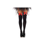 LEG AVENUE - SCHWARZE NYLON-OBERTEILHÖCHSE MIT ROTER SCHLEIFE, EINE G…