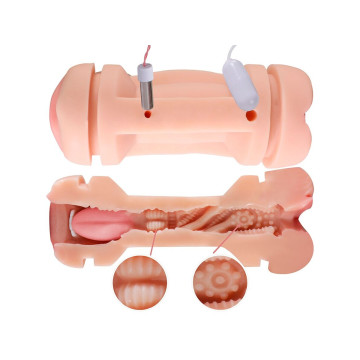 SHEQU - KAY MASTURBADOR DOBLE CON VIBRACIÓN DUAL BOCA Y VAGINA