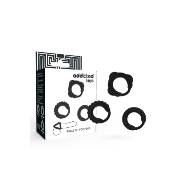 ADDICTED TOYS - C-RING-SET SCHWARZ - Cockringe ohne Vibration