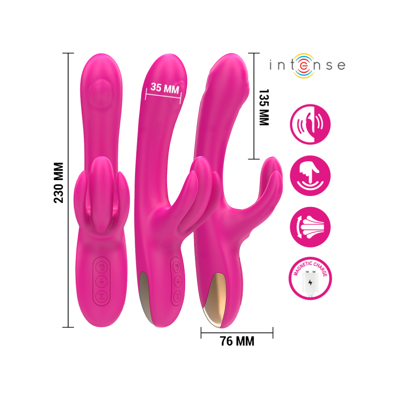 Intense - Britney Vibrador Multifunción Rabbit 23 Cm Rosa | Vybes.it