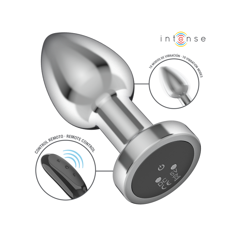 Intense - Plug Anal 10 Vibrations Métal Avec Télécommande M |