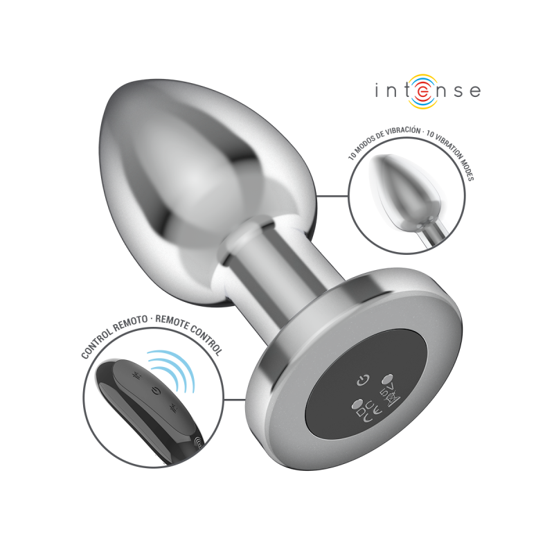 Intense - Plug Anal 10 Vibrations Métal Avec Télécommande L |