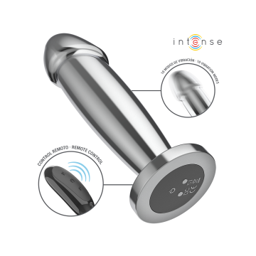 Intense - Plug Anal 10 Vibraciones Metal En Forma De Dildo Con