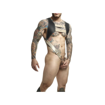 MOB - DNGEON HARNESS WITH GOLDEN PENIS RING ONE SIZE - Men's Harnesses