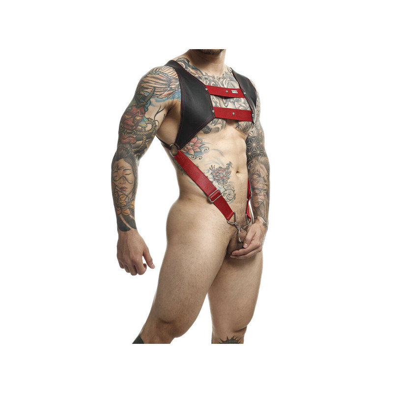 HARNAIS MOB - DNGEON AVEC ANNEAU PÉNIS ROUGE TAILLE UNIQUE - Harnais…
