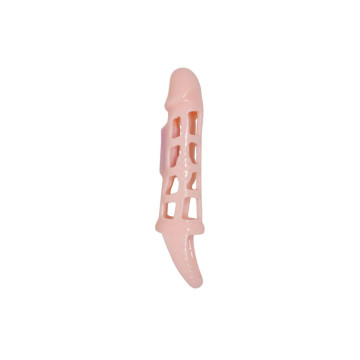 Baile - Funda Extensora Pene Con Vibración Y Strap Natural 13.5 Cm