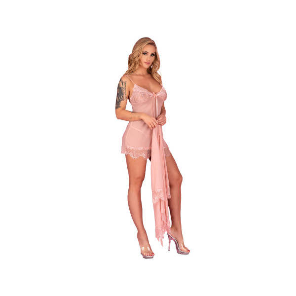 LIVCO CORSETTI FASHION - HYEONA 1710 BABYDOLL + TANGA ROSA M