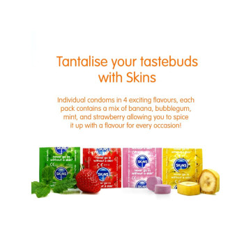 SKINS - PACK DE 4 PRÉSERVATIFS PREMIUM MULTI-SAVEURS | Vybes.it
