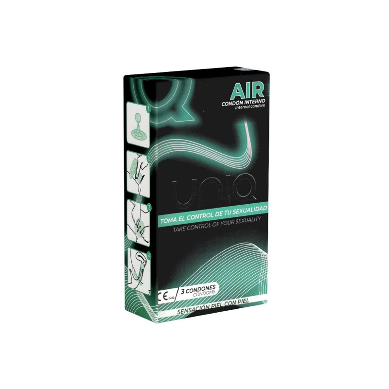 UNIQ - AIR LATEX FREE FEMALE CONDOM 3 UNITS | Vybes.it
