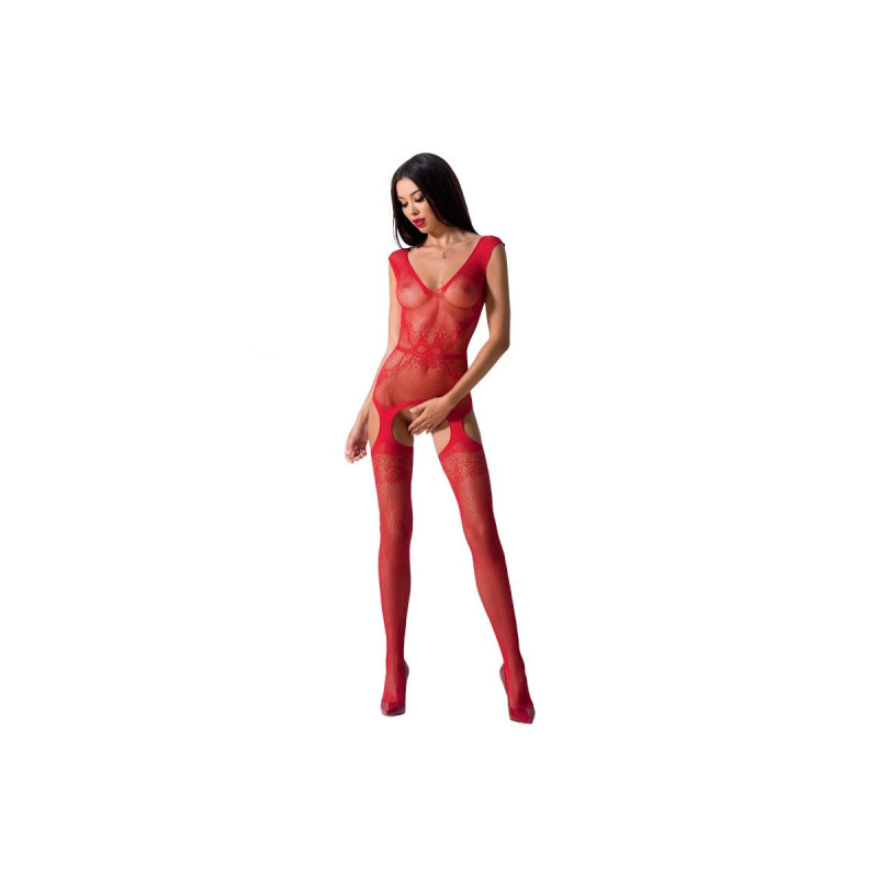 PASSION - FEMME BS062 BODYSTOCKING ROUGE TAILLE UNIQUE - PASSION WOMAN