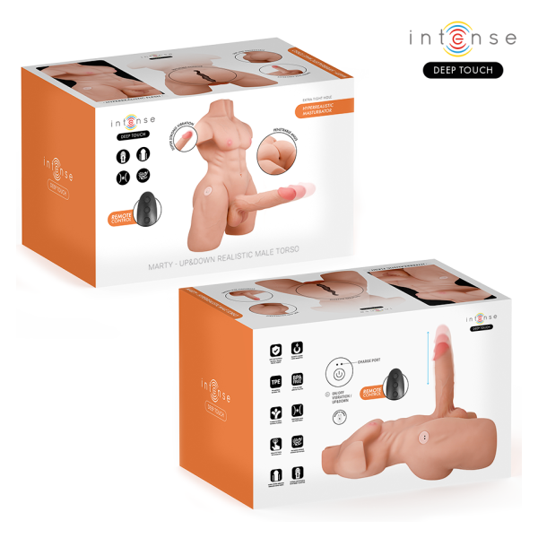 INTENSE DEEP TOUCH - MARTY TORSO CON ANO Y DILDO REALÍSTICO CON EMPUJE Y VIBRACIÓN CONTROL REMOTO 6.2 KG