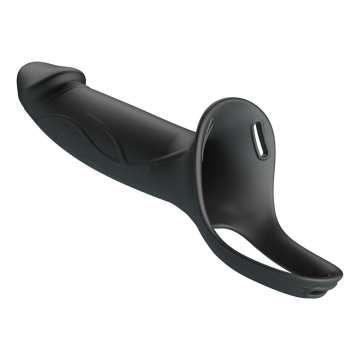 PRETTY LOVE - LONDON UNIVERSAL HARNESS WITH SILICONE STRAP-ON DILDO BLACK 16.8 CM