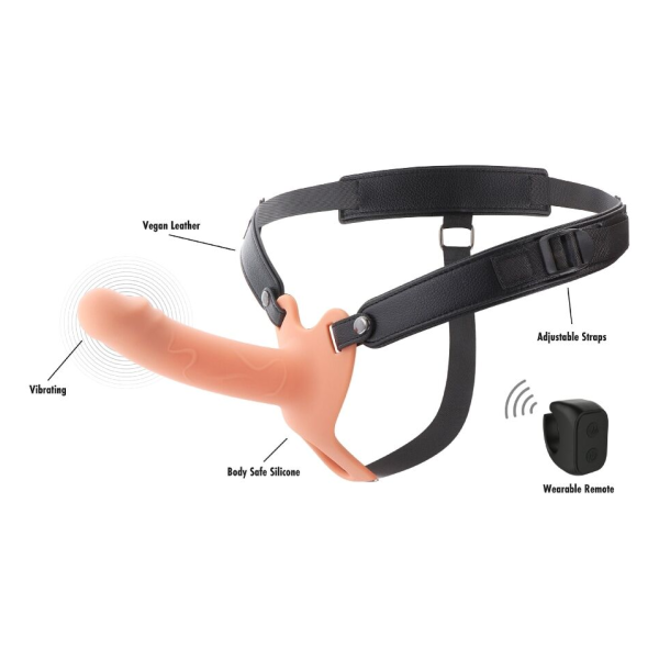 HIDDEN DESIRE - INFERNO STRAP-ON FUNDA PARA PENE CON VIBRACIÓN 16 CM