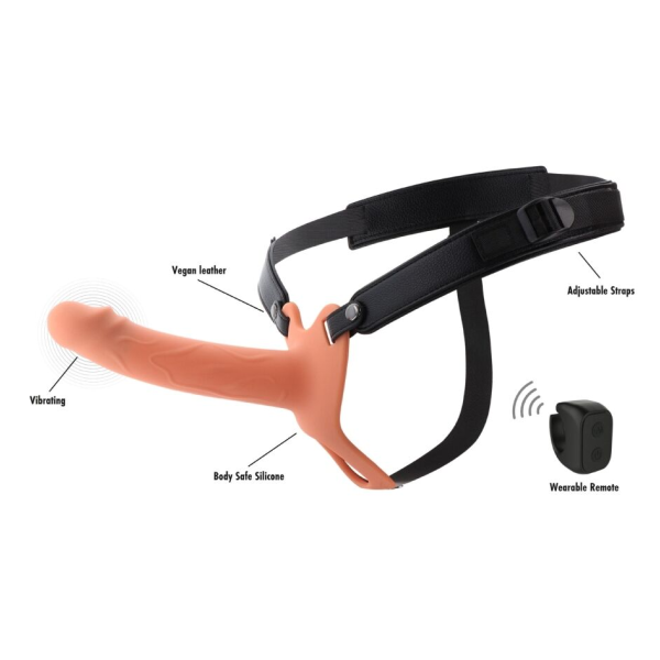 HIDDEN DESIRE - INFERNO STRAP-ON FUNDA PARA PENE CON VIBRACIÓN 18 CM