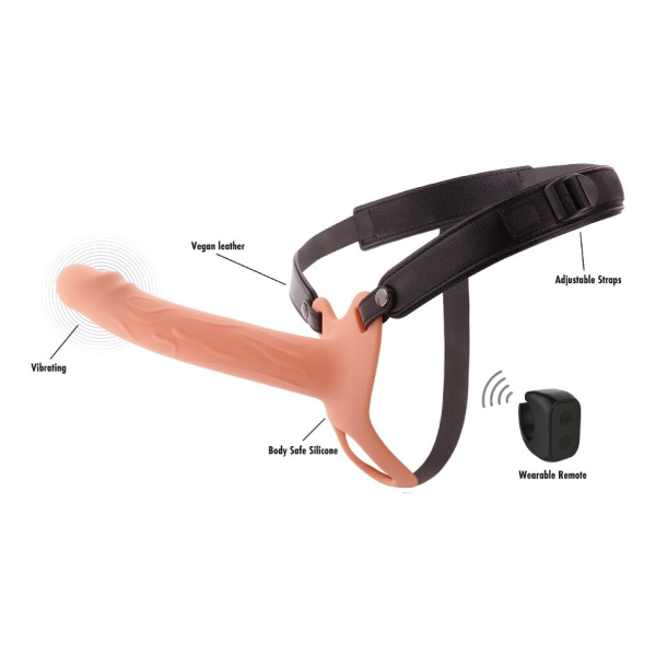 HIDDEN DESIRE - INFERNO STRAP-ON FUNDA PARA PENE CON VIBRACIÓN 20 CM