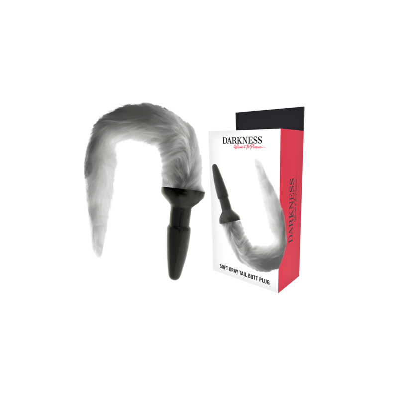 Darkness - Plug Anal Silicona Con Cola Gris | Vybes.it