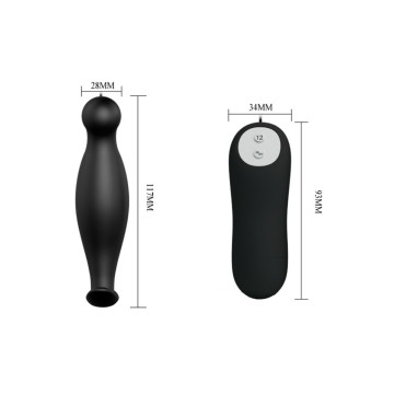 Pretty Love - Plug Anal Silicona 12 Modos Vibración Negro | Vybes.it