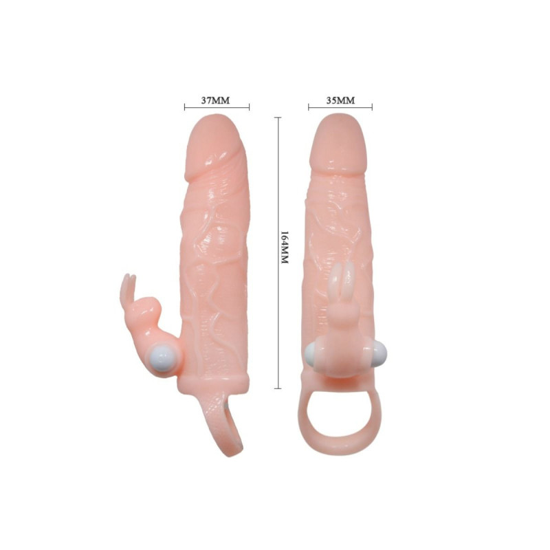 Baile - Brave Man Funda Pene Con Rabbit Vibrador 16.5 Cm Natural |