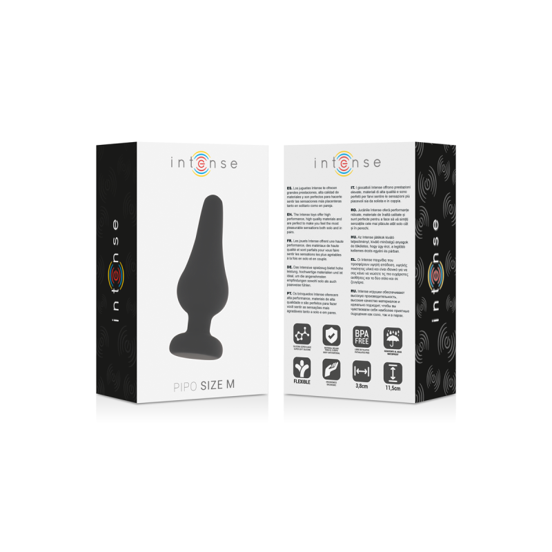 INTENSE - PLUG ANALE PIPO M SILICONE NERO 11 CM - INTENSE ANAL TOYS -…
