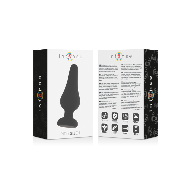 Intense - Anal Plug Pipo L Silicone Negro 13 Cm | Vybes.it