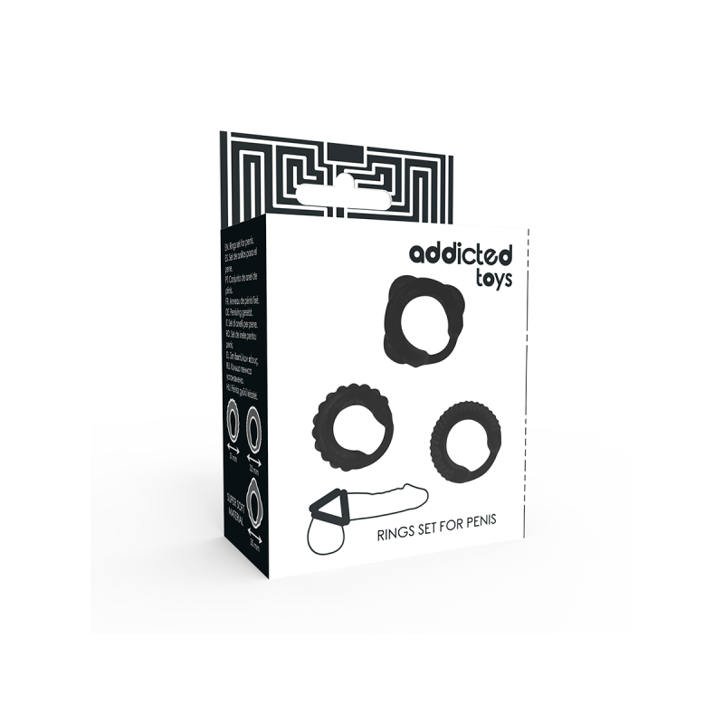 ADDICTED TOYS - SET C-RING NERO - Cockring senza vibrazione