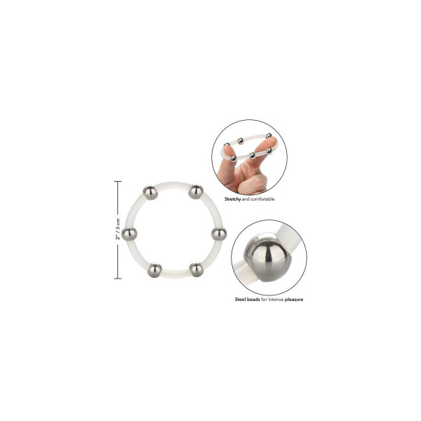 CALEXOTICS - ANILLO DE SILICONA CON CUENTAS DE ACERO TALLA XL