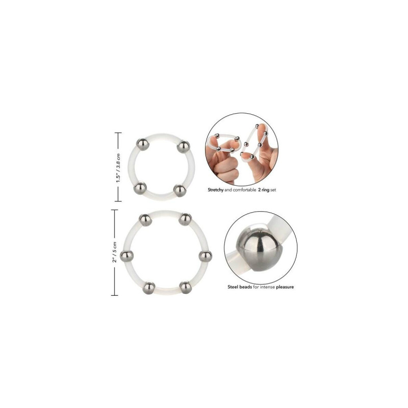 CALEXOTICS - ENSEMBLE DE BAGUES EN SILICONE PERLÉES EN ACIER - Cockri…