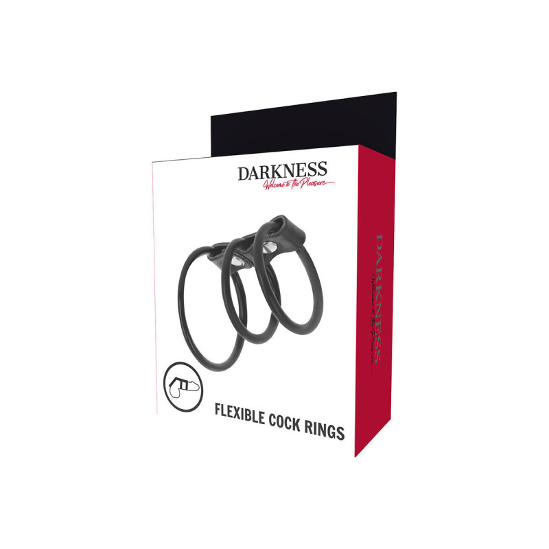 DARKNESS - SET DI 3 ANELLI PER PENE FLESSIBILI - DARKNESS BONDAGE - A…
