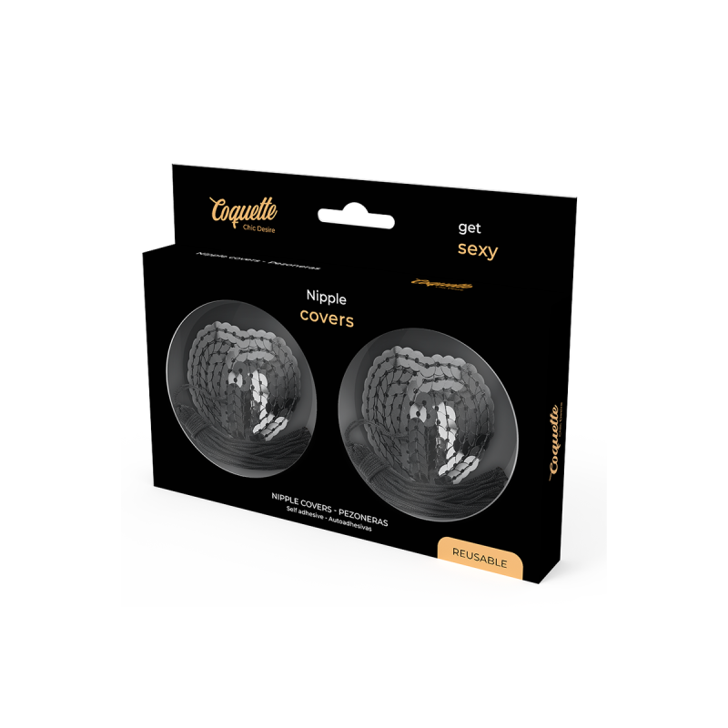 Coquette Chic Desire - Cubre Pezones Negro Lentejuelas | Vybes.it