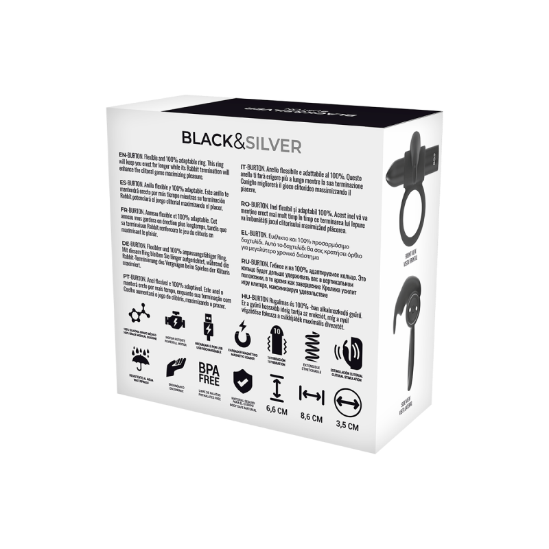 Black&Silver - Burton Anillo 10 Modos Vibración Negro | Vybes.it