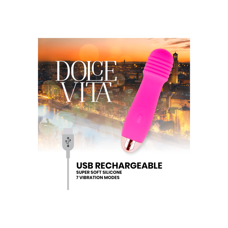 Dolce Vita - Vibratore Ricaricabile Tre Rosa 7 Velocità | Vybes.it
