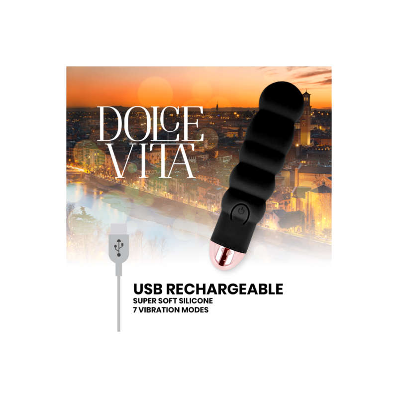 Dolce Vita - Vibratore Ricaricabile Sei Nero 7 Velocità | Vybes.it