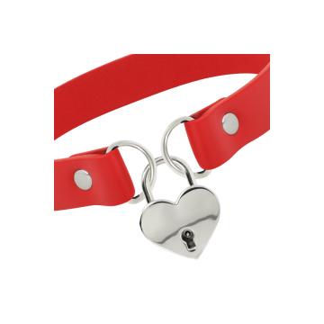 Coquette Chic Desire - Collar Cuero Vegano Rojo Accesorio Corazón