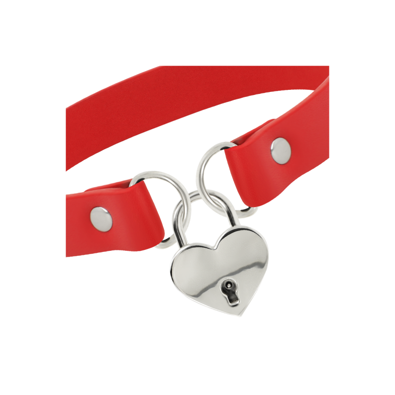 Coquette Chic Desire - Collar Cuero Vegano Rojo Accesorio Corazón