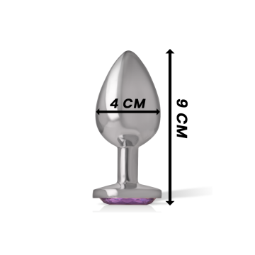 Intense - Plug Anal Metal Aluminio Con Cristal Violeta Talla L |