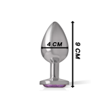 Intense - Plug Anal Metal Aluminio Con Cristal Violeta Talla L |