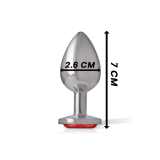 Intense - Plug Anal Metal Aluminio Con Cristal Rojo Talla S |