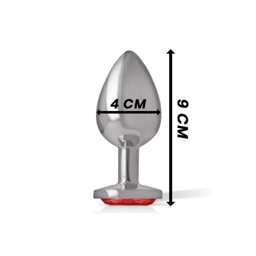Intense - Plug Anal En Métal Aluminium Avec Cristal Rouge Taille L