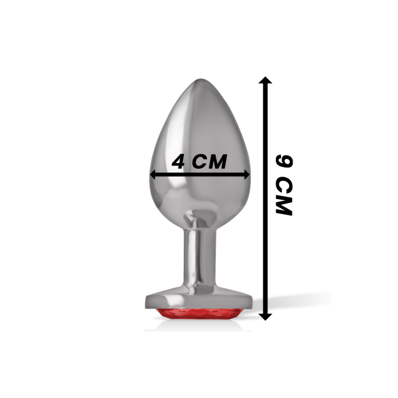 Intense - Plug Anal Metal Aluminio Con Cristal Rojo Talla L |