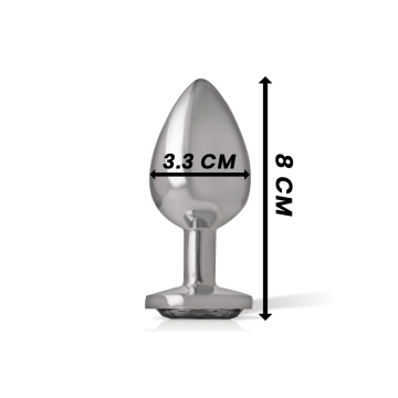 Intense - Plug Anal Metal Aluminio Con Cristal Negro Talla M |