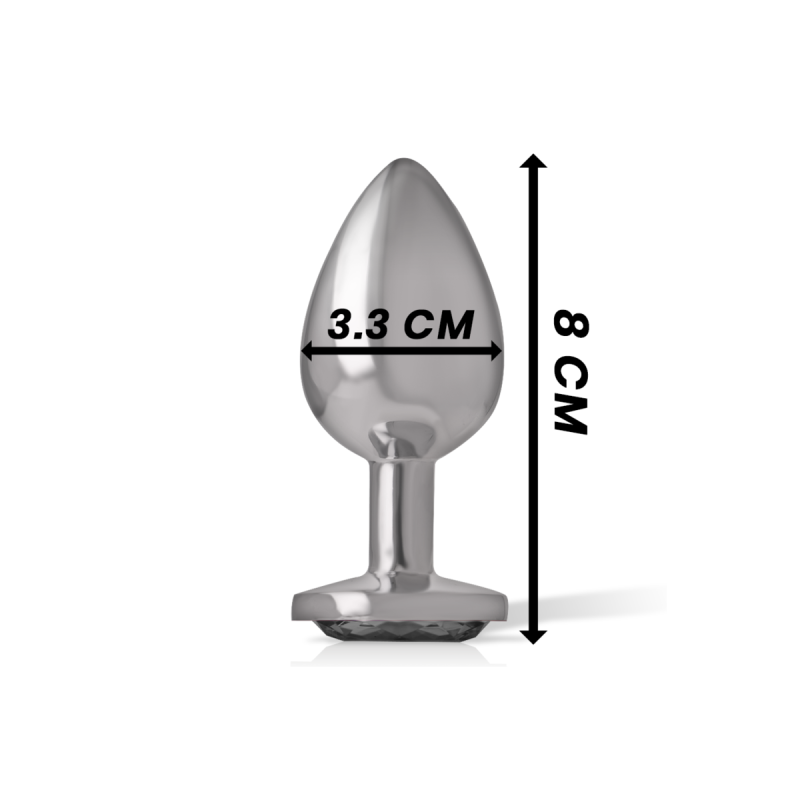 Intense - Plug Anal Metal Aluminio Con Cristal Negro Talla M |